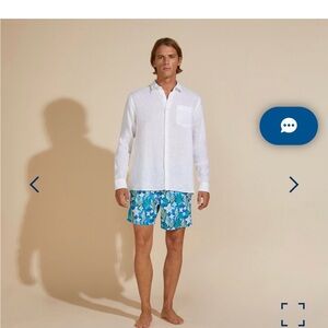 EUC Vilbrequim Men’s White Linen Button Up long Sleeve  XXL